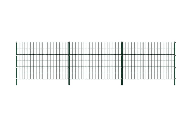 Gjerdepanel med stolper jern 5,1x1,2 m grønn - grønn - Hus & oppussing - Innsynsbeskyttelse & innhegning - Nettinggjerde