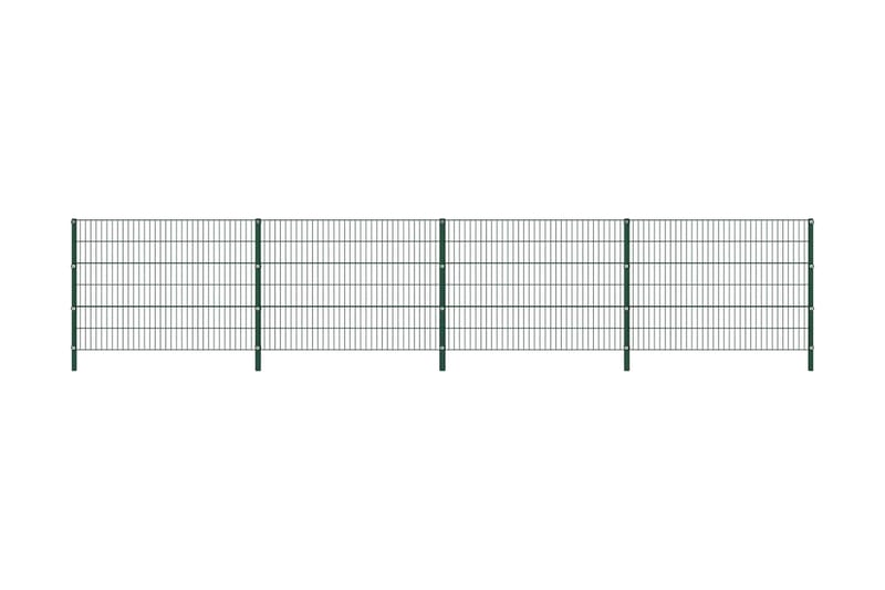 Gjerdepanel med stolper jern 6,8x1,2 m grønn - grønn - Hagegjerde & panelgjerde