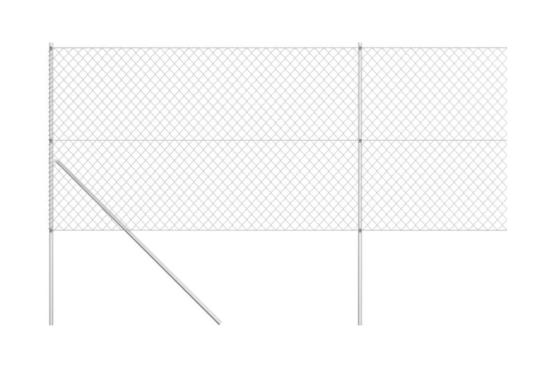 Kjedegjerde med stolper galvanisert stål 15x1,5 m sølv - Hus & oppussing - Innsynsbeskyttelse & innhegning - Nettinggjerde