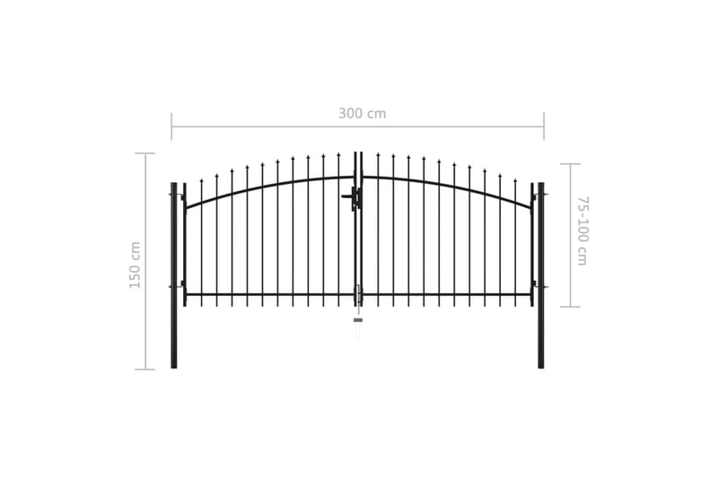 Dobbel hageport med spydhoder 300x150 cm - Hus & oppussing - Innsynsbeskyttelse & innhegning - Port
