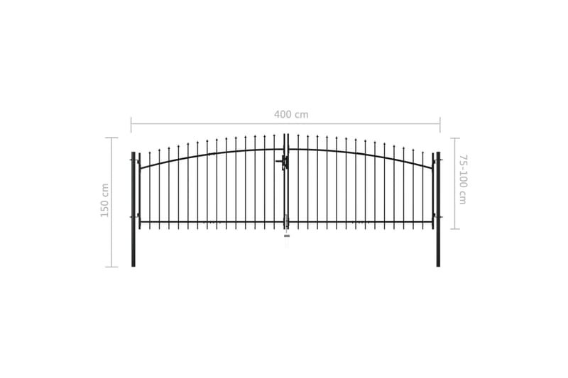 Dobbel hageport med spydhoder 400x150 cm - Hus & oppussing - Innsynsbeskyttelse & innhegning - Port