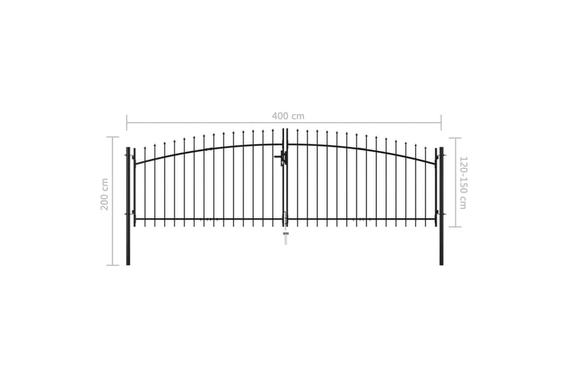 Dobbel hageport med spydhoder 400x200 cm - Hus & oppussing - Innsynsbeskyttelse & innhegning - Port