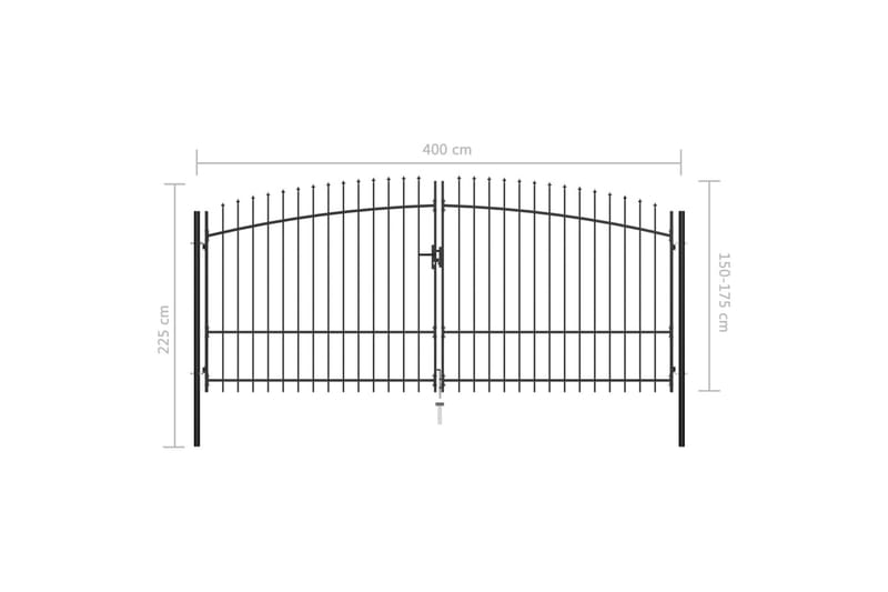Dobbel hageport med spydhoder 400x225 cm - Hus & oppussing - Innsynsbeskyttelse & innhegning - Port