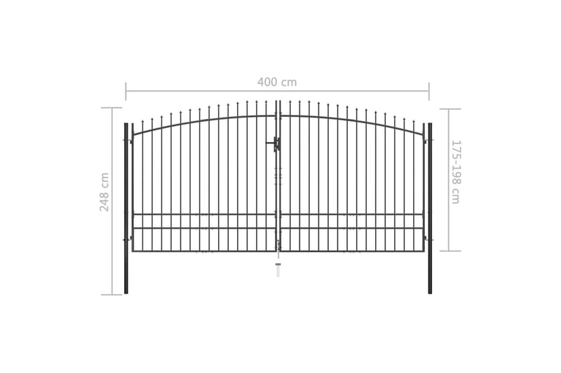 Dobbel hageport med spydhoder 400x248 cm - Hus & oppussing - Innsynsbeskyttelse & innhegning - Port