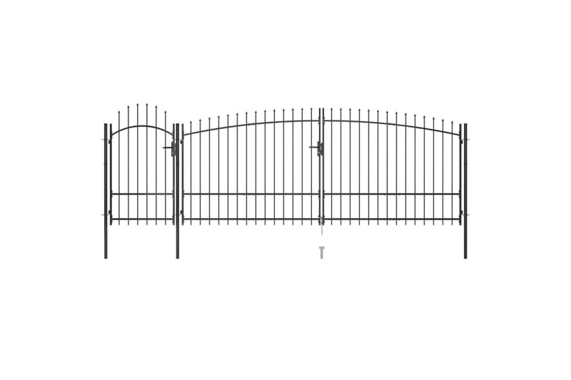 Gjerdeport med spydtopp 5x2,25 m svart - Svart - Hus & oppussing - Innsynsbeskyttelse & innhegning - Port