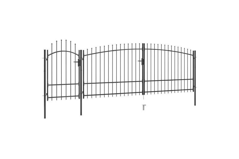Gjerdeport med spydtopp 5x2,25 m svart - Svart - Hus & oppussing - Innsynsbeskyttelse & innhegning - Port