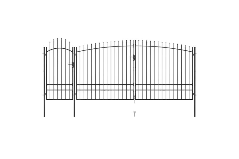 Gjerdeport med spydtopp 5x2,45 m svart - Svart - Hus & oppussing - Innsynsbeskyttelse & innhegning - Port