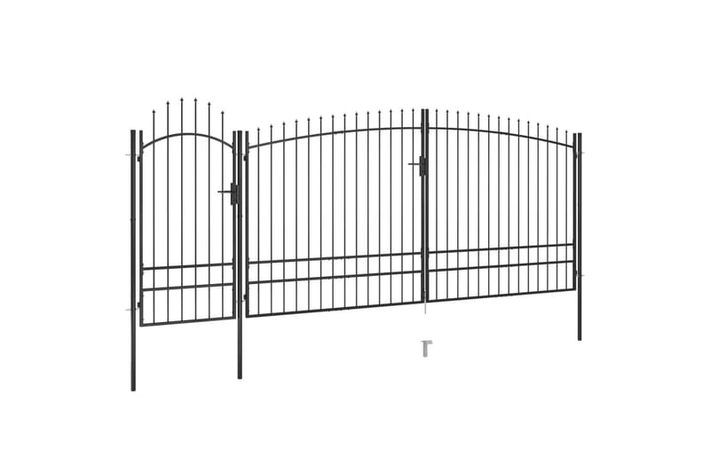 Gjerdeport med spydtopp 5x2,45 m svart - Svart - Hus & oppussing - Innsynsbeskyttelse & innhegning - Port