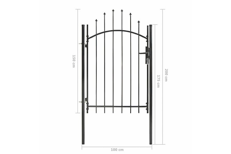 Hagegjerde stål 1x2 m svart - Smijernsport & jernport - Grind utendørs