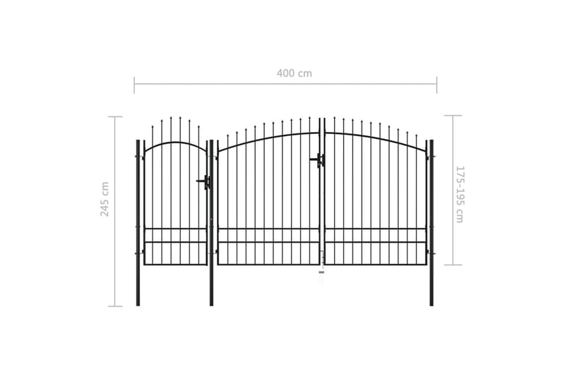 Hagegjerde stål 2,45x4 m svart - Hus & oppussing - Innsynsbeskyttelse & innhegning - Port