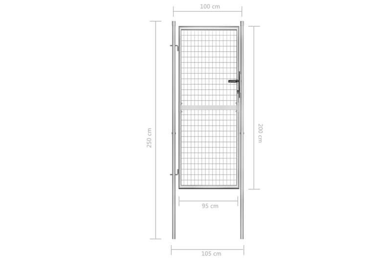 Hageport galvanisert stål 105x250 cm sølv - Smijernsport & jernport - Grind utendørs