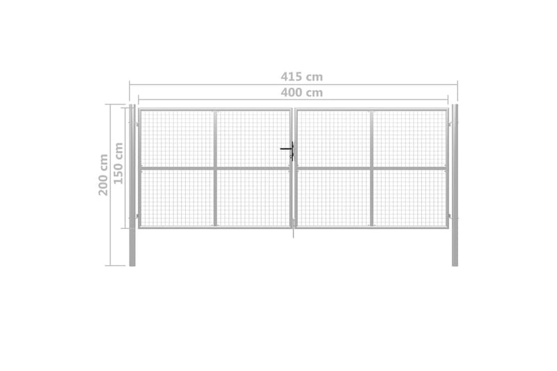 Hageport galvanisert stål 415x200 cm sølv - Silver - Hus & oppussing - Innsynsbeskyttelse & innhegning - Port