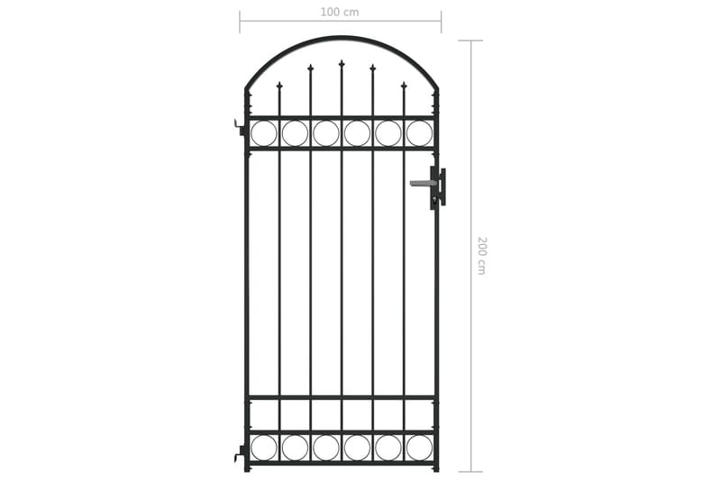 Hageport med buet topp stål 100x200 cm svart - Hus & oppussing - Innsynsbeskyttelse & innhegning - Port