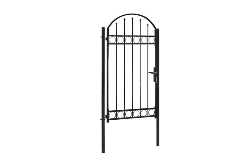 Hageport med buet topp stål 100x250 cm svart - Svart - Hus & oppussing - Innsynsbeskyttelse & innhegning - Port