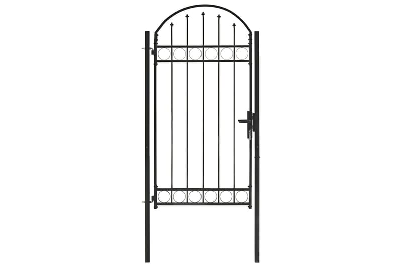 Hageport med buet topp stål 100x250 cm svart - Svart - Hus & oppussing - Innsynsbeskyttelse & innhegning - Port