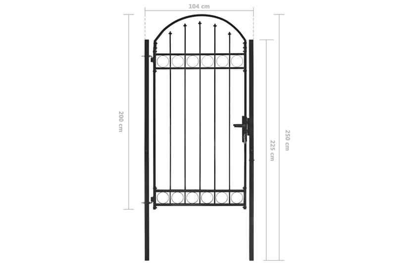 Hageport med buet topp stål 100x250 cm svart - Svart - Hus & oppussing - Innsynsbeskyttelse & innhegning - Port