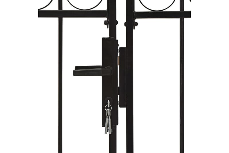 Hageport med dobbel dør og buet topp stål 300x125 cm svart - Hus & oppussing - Innsynsbeskyttelse & innhegning - Port