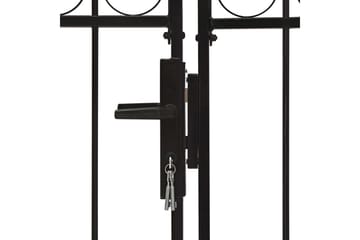 Hageport med dobbel dør og buet topp stål 300x200 cm svart - Svart - Hus & oppussing - Innsynsbeskyttelse & innhegning - Port