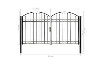 Hageport med dobbel dør og buet topp stål 300x200 cm svart - Svart - Hus & oppussing - Innsynsbeskyttelse & innhegning - Port