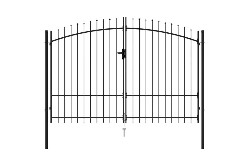 Hageport med dobbel dør og spisser stål 3x1,75 cm svart - Hus & oppussing - Innsynsbeskyttelse & innhegning - Port