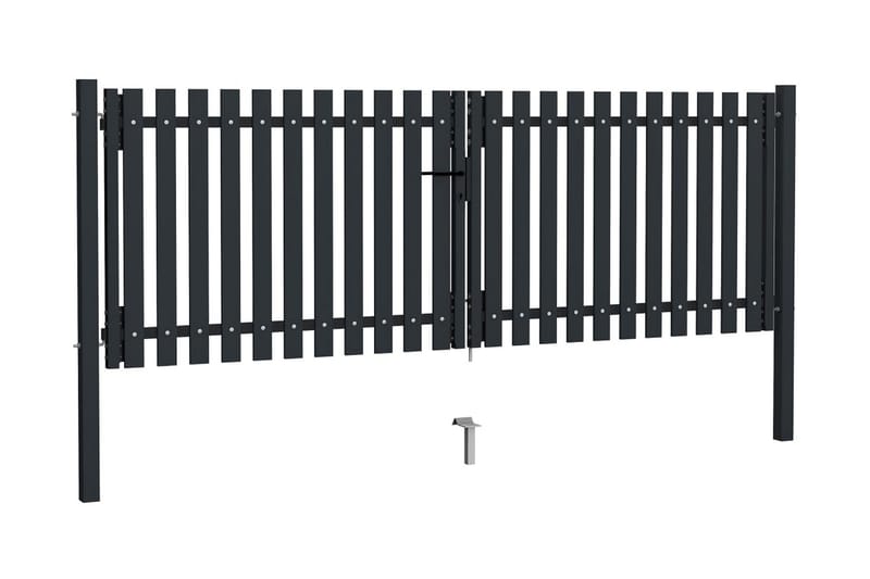 Hageport med dobbel dør stål 306x125 cm antrasitt - Antrasittgrå - Hus & oppussing - Innsynsbeskyttelse & innhegning - Port