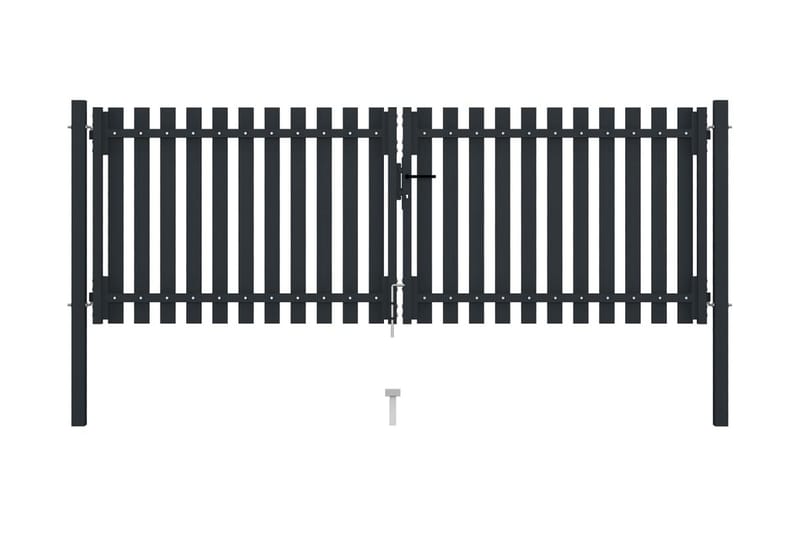 Hageport med dobbel dør stål 306x125 cm antrasitt - Antrasittgrå - Hus & oppussing - Innsynsbeskyttelse & innhegning - Port