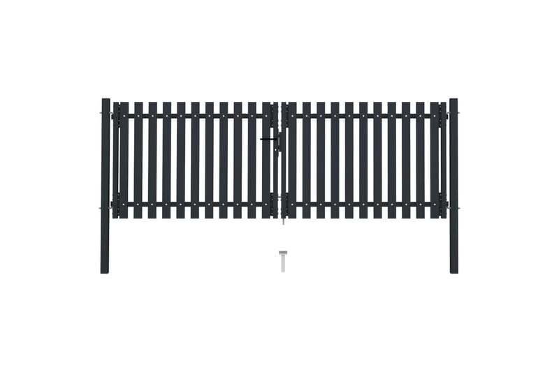Hageport med dobbel dør stål 306x125 cm antrasitt - Antrasittgrå - Hus & oppussing - Innsynsbeskyttelse & innhegning - Port