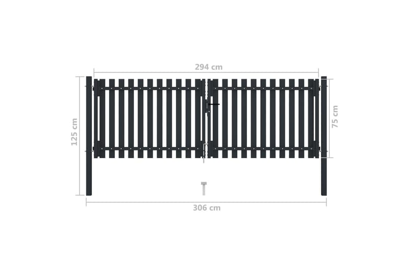 Hageport med dobbel dør stål 306x125 cm antrasitt - Antrasittgrå - Hus & oppussing - Innsynsbeskyttelse & innhegning - Port