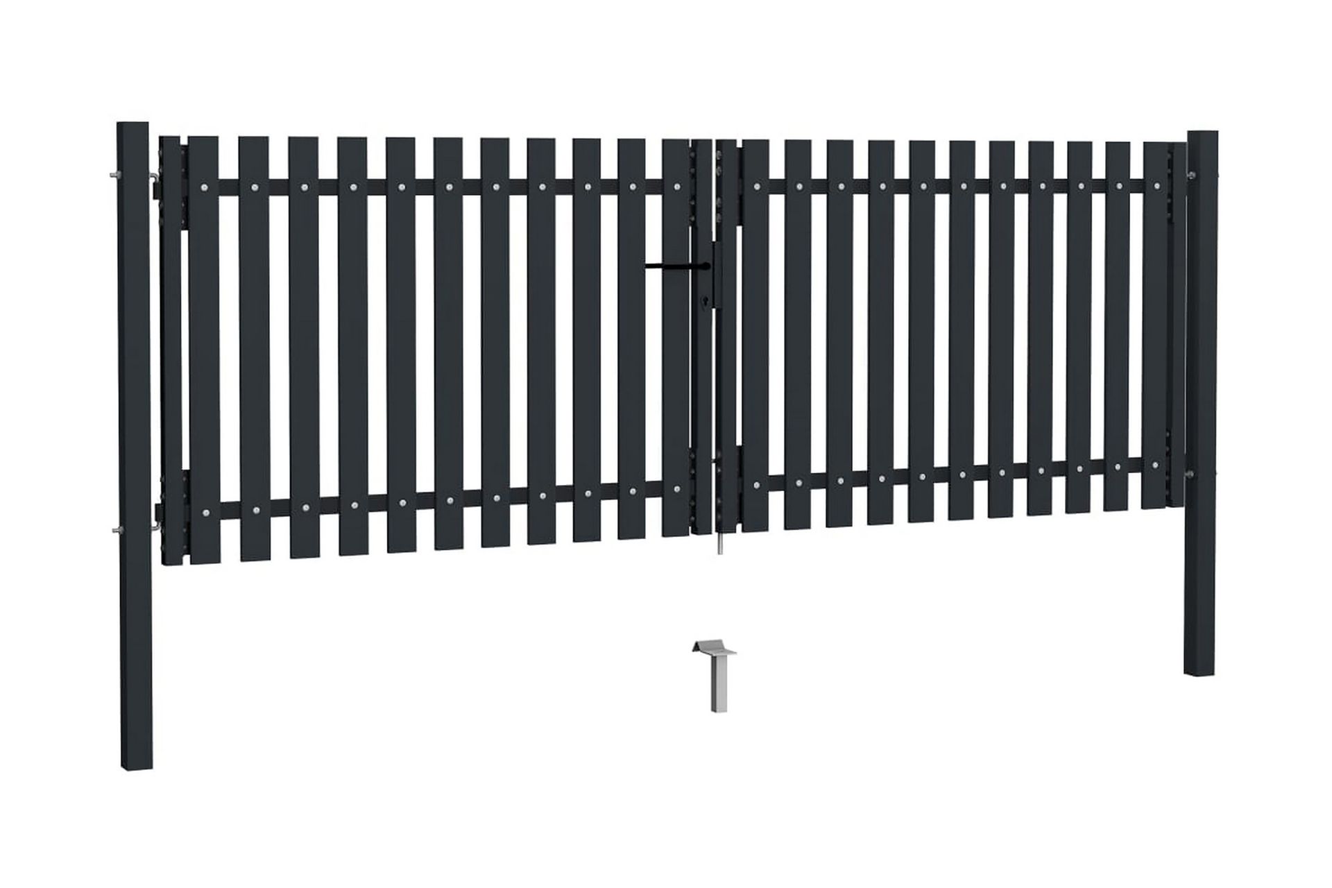 Hageport med dobbel dør stål 306x150 cm antrasitt - Antrasittgrå - Hus & oppussing - Innsynsbeskyttelse & innhegning - Port