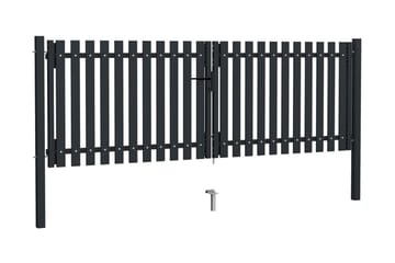 Hageport med dobbel dør stål 306x150 cm antrasitt - Antrasittgrå - Hus & oppussing - Innsynsbeskyttelse & innhegning - Port