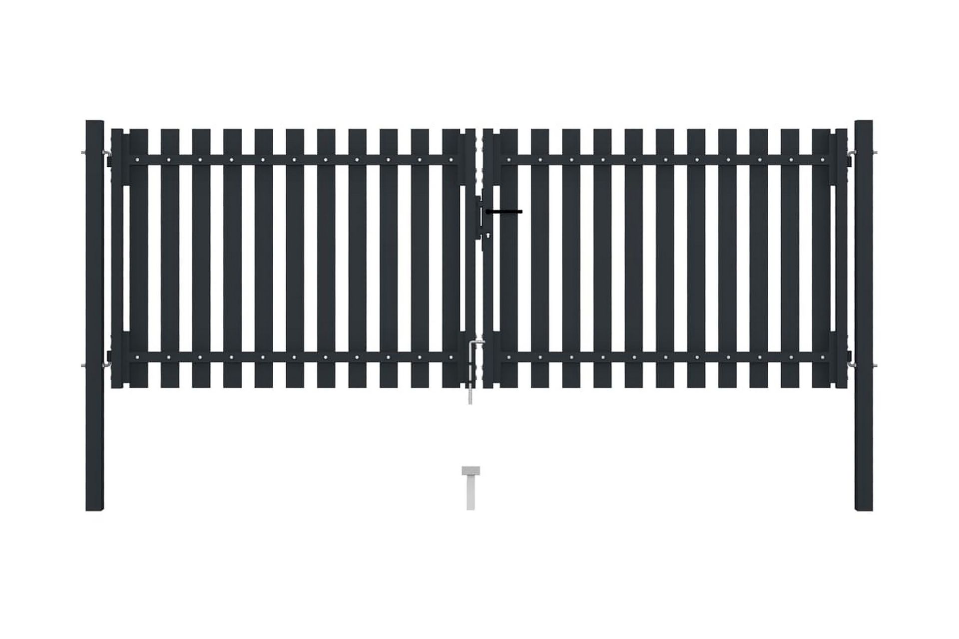 Hageport med dobbel dør stål 306x150 cm antrasitt - Antrasittgrå - Hus & oppussing - Innsynsbeskyttelse & innhegning - Port