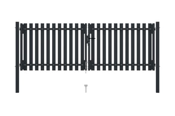 Hageport med dobbel dør stål 306x150 cm antrasitt - Antrasittgrå - Hus & oppussing - Innsynsbeskyttelse & innhegning - Port