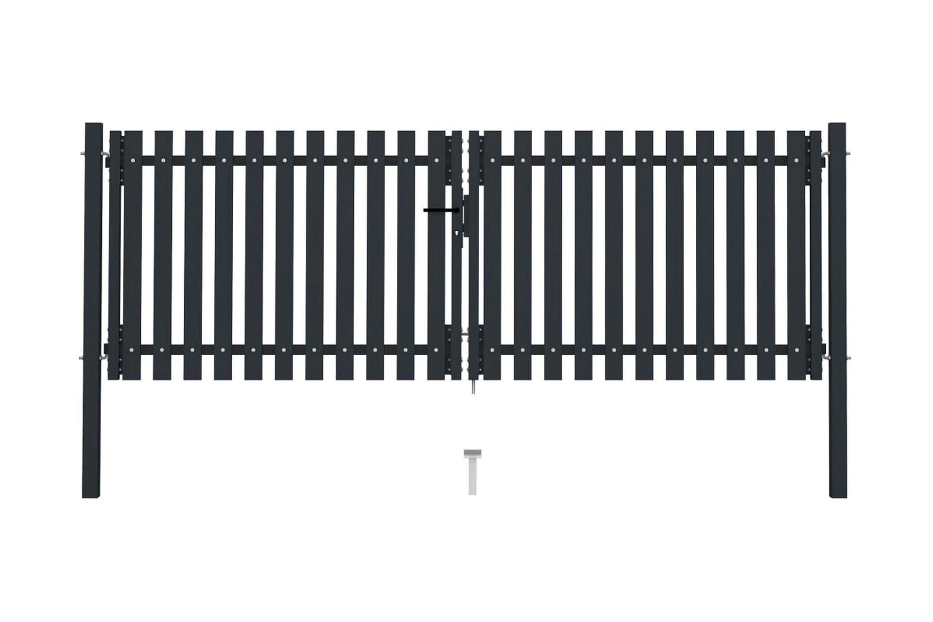Hageport med dobbel dør stål 306x150 cm antrasitt - Antrasittgrå - Hus & oppussing - Innsynsbeskyttelse & innhegning - Port