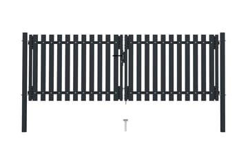 Hageport med dobbel dør stål 306x150 cm antrasitt - Antrasittgrå - Hus & oppussing - Innsynsbeskyttelse & innhegning - Port