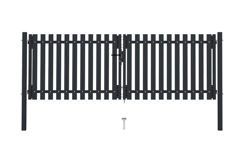 Hageport med dobbel dør stål 306x150 cm antrasitt - Antrasittgrå - Hus & oppussing - Innsynsbeskyttelse & innhegning - Port