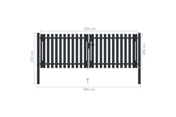 Hageport med dobbel dør stål 306x150 cm antrasitt - Antrasittgrå - Hus & oppussing - Innsynsbeskyttelse & innhegning - Port