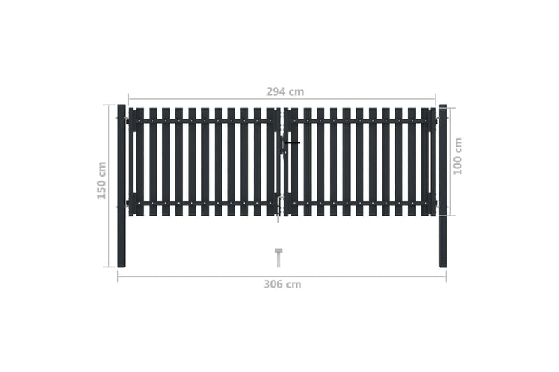 Hageport med dobbel dør stål 306x150 cm antrasitt - Antrasittgrå - Hus & oppussing - Innsynsbeskyttelse & innhegning - Port