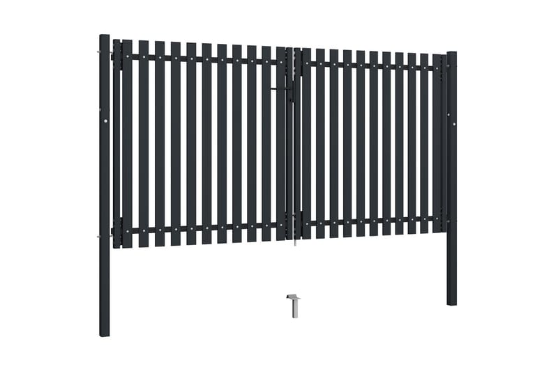 Hageport med dobbel dør stål 306x200 cm antrasitt - Antrasittgrå - Hus & oppussing - Innsynsbeskyttelse & innhegning - Port