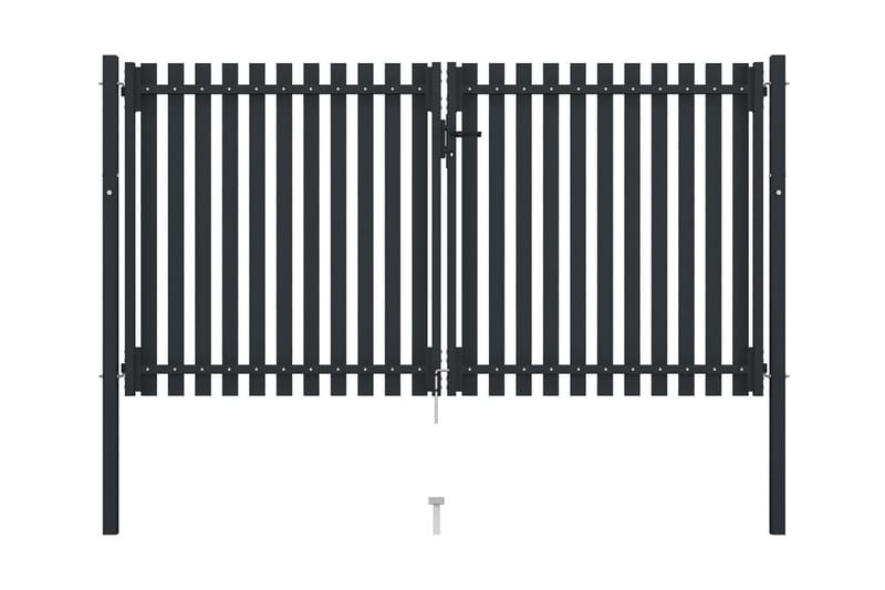 Hageport med dobbel dør stål 306x200 cm antrasitt - Antrasittgrå - Hus & oppussing - Innsynsbeskyttelse & innhegning - Port