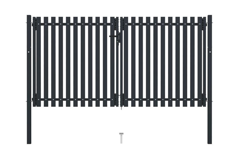 Hageport med dobbel dør stål 306x200 cm antrasitt - Antrasittgrå - Hus & oppussing - Innsynsbeskyttelse & innhegning - Port