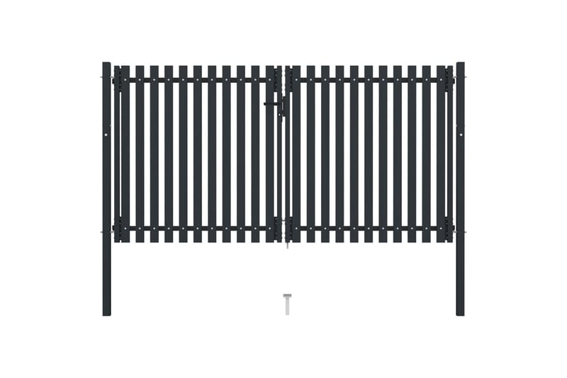 Hageport med dobbel dør stål 306x220 cm antrasitt - Antrasittgrå - Hus & oppussing - Innsynsbeskyttelse & innhegning - Port