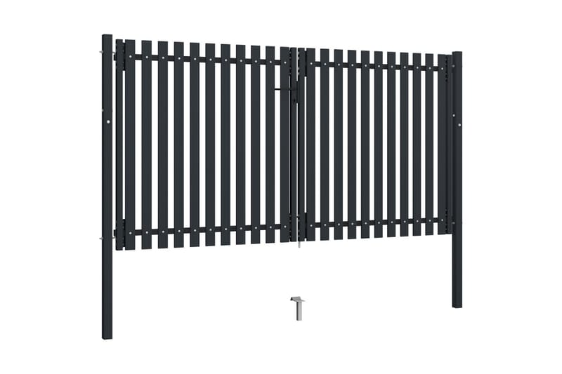 Hageport med dobbel dør stål 306x220 cm antrasitt - Antrasittgrå - Hus & oppussing - Innsynsbeskyttelse & innhegning - Port