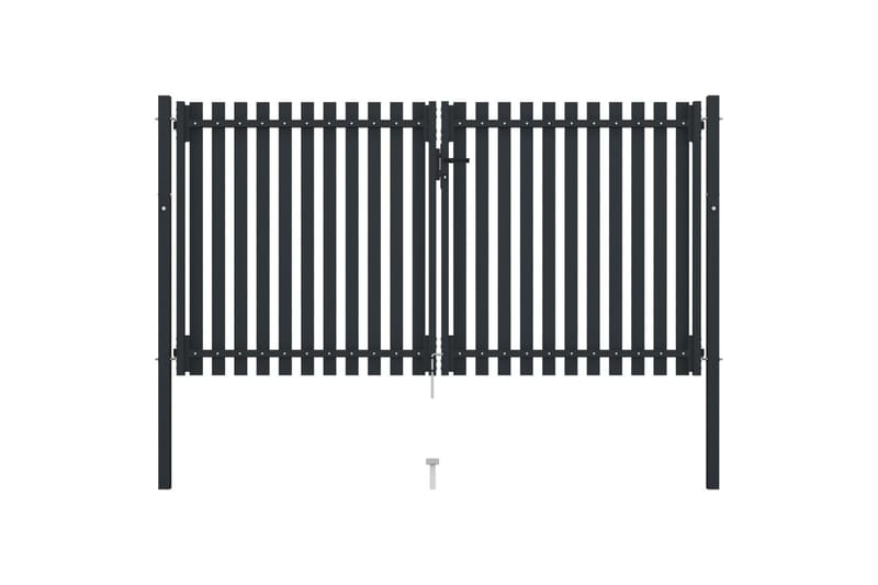 Hageport med dobbel dør stål 306x220 cm antrasitt - Antrasittgrå - Hus & oppussing - Innsynsbeskyttelse & innhegning - Port