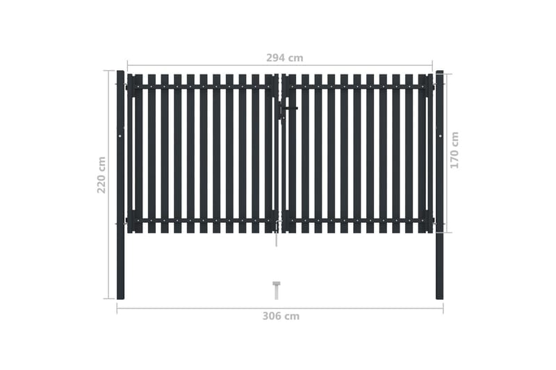 Hageport med dobbel dør stål 306x220 cm antrasitt - Antrasittgrå - Hus & oppussing - Innsynsbeskyttelse & innhegning - Port