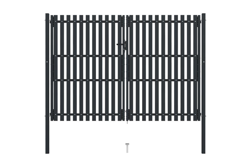 Hageport med dobbel dør stål 306x250 cm antrasitt - Antrasittgrå - Hus & oppussing - Innsynsbeskyttelse & innhegning - Port