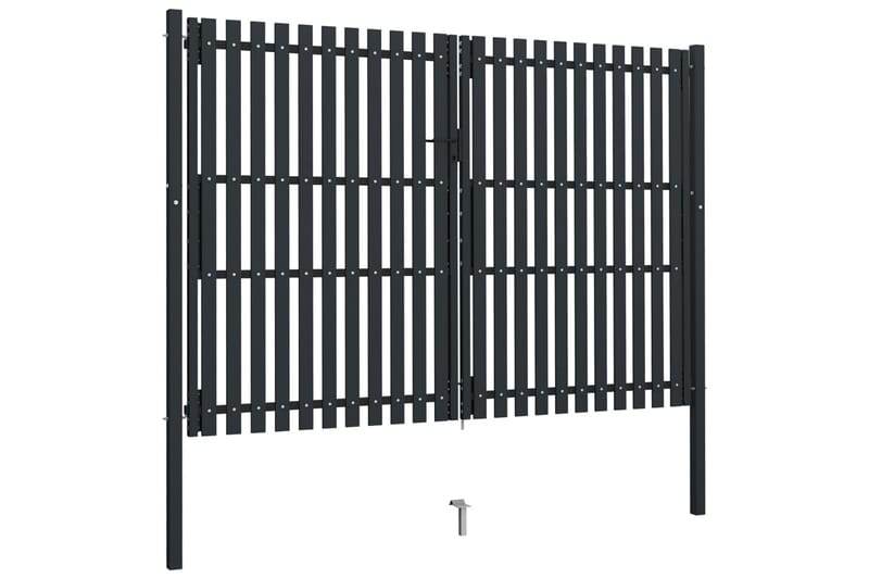 Hageport med dobbel dør stål 306x250 cm antrasitt - Antrasittgrå - Hus & oppussing - Innsynsbeskyttelse & innhegning - Port