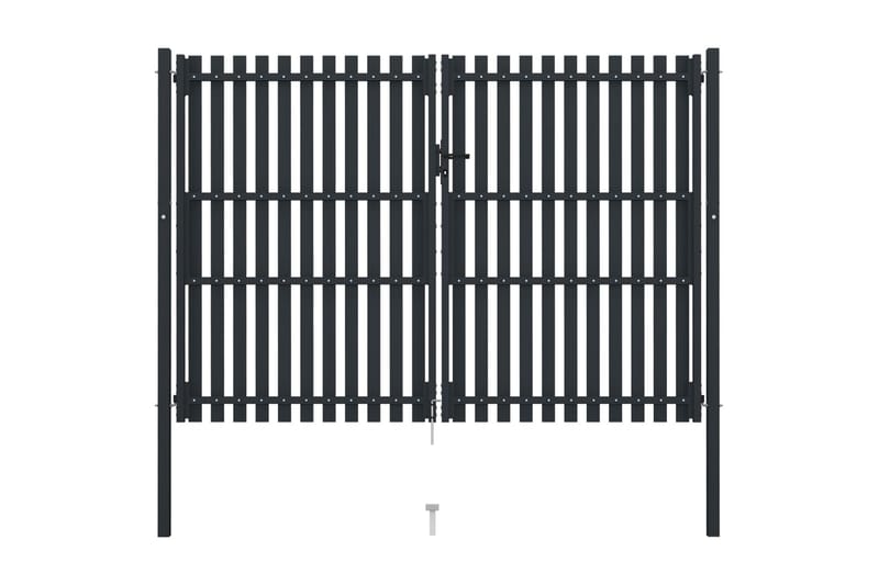 Hageport med dobbel dør stål 306x250 cm antrasitt - Antrasittgrå - Hus & oppussing - Innsynsbeskyttelse & innhegning - Port