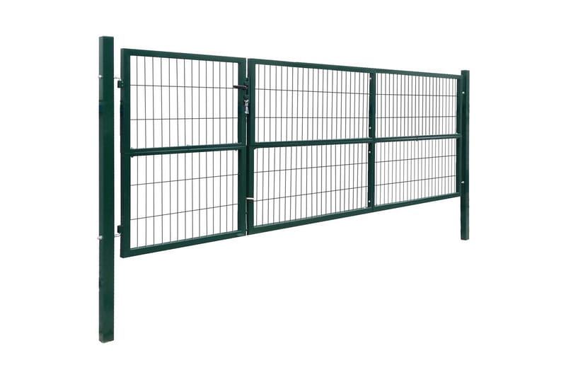 Hageport med stolper 350x120 cm stål grønn - Hus & oppussing - Innsynsbeskyttelse & innhegning - Port