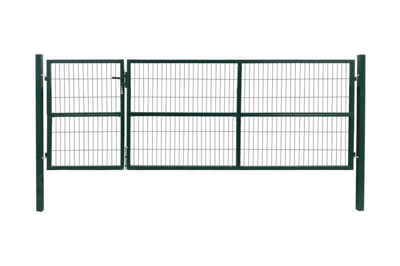 Hageport med stolper 350x120 cm stål grønn - Hus & oppussing - Innsynsbeskyttelse & innhegning - Port
