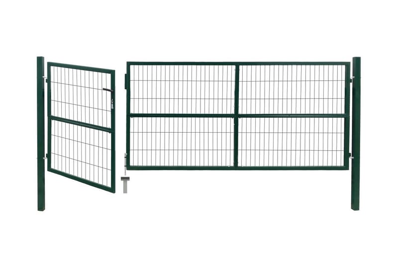 Hageport med stolper 350x120 cm stål grønn - Hus & oppussing - Innsynsbeskyttelse & innhegning - Port